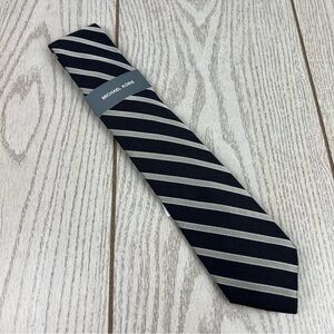 611 - Michael Kors Neptune Stripe Tie Black 001 2MKC24-1013 Silk Blend $69.50